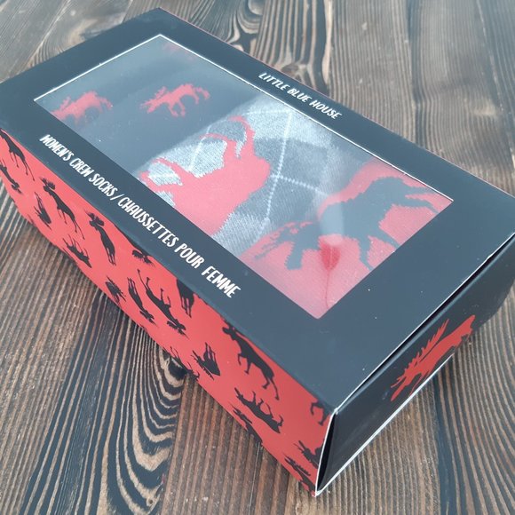 Moose on Red Women's Crew Sock Set - Picture 5 of 6